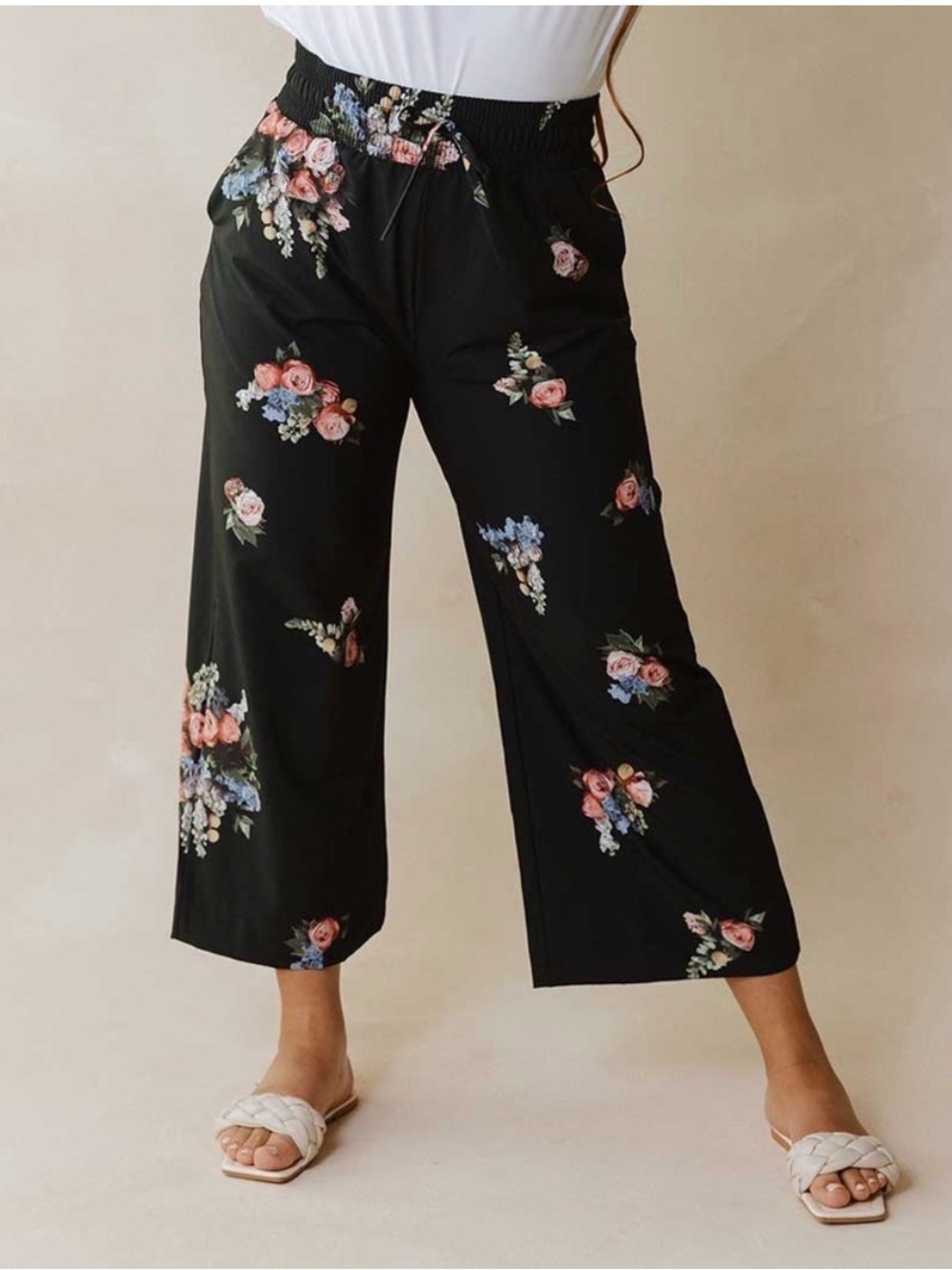 Albion Audrey Wide Leg Cropped Length Floral Pants XL Petite